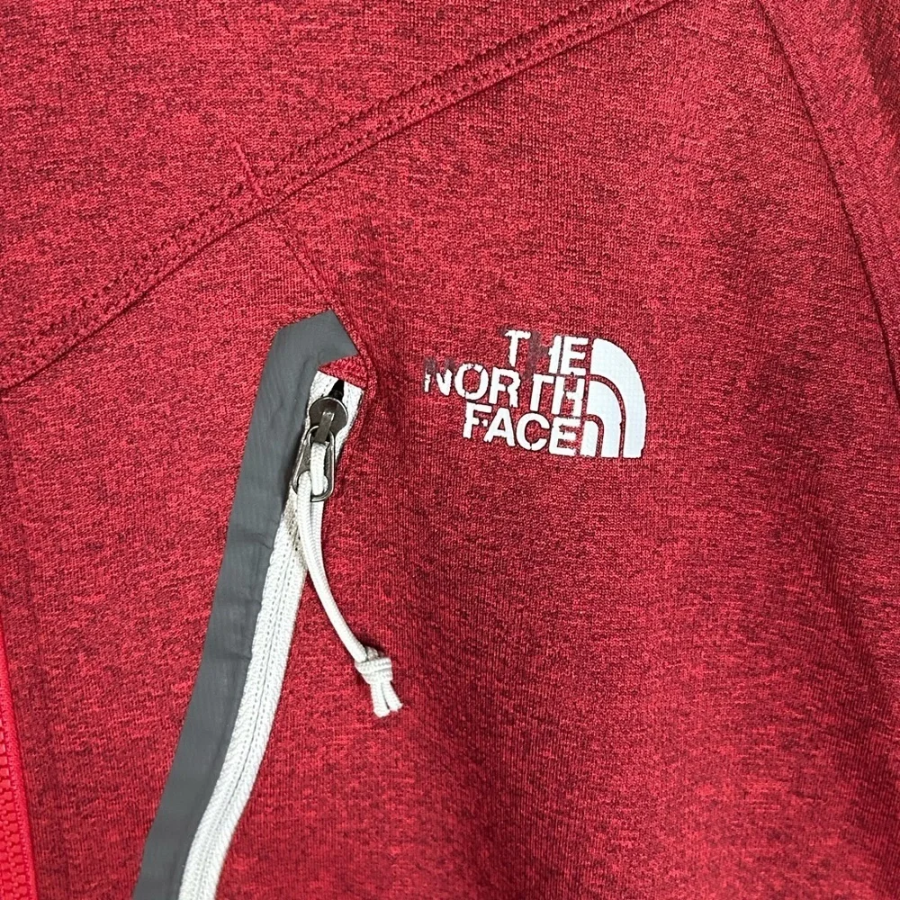 North Face Mens Red 100% Polyester Long Sleeve Zip Up Jacket Hoodie Size M